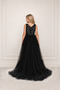 Girls' Black Sequined Double Breasted Collar Wrap Front Short Halloween Party Dress - 2