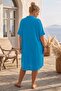 Blue Hakim Collar Short Sleeve Buttoned Hidden Pocket Embroidered Casual Woven Dress 105 75 - 8