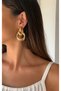 Women's Steel Gold Color Multi-Ring Hanging Earrings |   Modern Geometric Design