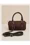 Brown Leather Look Women's Shoulder Bag { 22X14X6 cm