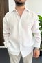 Men's Relaxed Fit Shirt with Embroidery Detail White Edw495