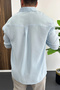 Men's Relaxed Fit Embroidered Detailed Shirt Light Blue Edw495 - 3
