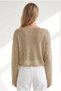 Women's Gold Boat Neck Spanish Sleeve Metallic Semi-Transparent Blouse Blz-19003441 - 6
