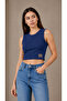 Women's Terry Cropped Tank Top with Bicycle Neckline - 2