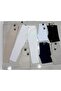 Men's Black, Navy Blue, White, Beige Elastic Waist Drawstring 100% Cotton Lightweight Linen Look Summer Casual Pants - 2