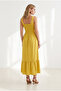 Women's Mustard Strap Gipeli Midi Woven Viscose Dress Elb-19002102 - 6