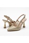 (Wiesse) Closed Toe Short Heeled Small Size Women's Shoes Gold