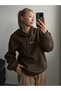 Women's Brown Calm Growth Printed 3 Thread Hooded Hoodie Sweatshirt - 3