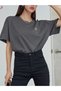 Women's Smoked Figure Airplane Printed Oversize T-Shirt - 3