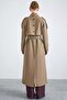 Long Trench Coat with Cape and Epaulette Detail, Button Accessories, Water Repellent Feature Vi̇zon 6880 - 7