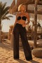 - Gold Sequin Detail Knitted Pareo Trousers - Premium Touch