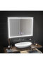 LED Mirror Rectangular, 100x75cm, Verite MotionGlow Marcello, Defogging System, Clock & Thermometer, - 2