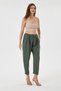 Women's Khaki Italian 100% Linen Waist-Tie Carrot Fit Linen Trousers Size 38 - 42 - 4