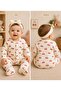100% Cotton Premium Ribbed Cotton Cherry Patterned Baby Girl Snap Fastener Long Sleeve Jumpsuit - 3
