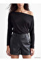 Black Boat Neck Modal Blend Blouse - 3
