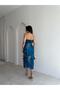 Twix Strapless Midi Dress 4013 - Blue - 3