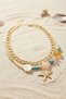 Gold Color Bohemian Women's Necklace with Starfish Figure and Natural Stone Detail - 2