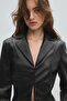 Suni deri peplum blazer ceket - 4