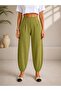 Oil Green Crepe Fabric Shalwar Model Elastic Waist Balloon Trousers - 2