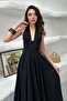 Women's Black Strappy Linen Dress - 3