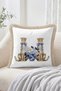 Porcelain Vase with Bow and Leopard Figure and Fringed Cushion Cover with Floral Pattern - Vintage Decorative Ya