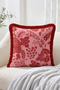 Floral and Leaf Motif Lace-Inspired Patterned Fringed Throw Pillow Cover - Retro Decorative Pillow Cover