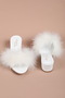 Satin Square Heel Feathered Bridal and Engagement Slippers - 4