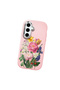 Samsung Galaxy S24 Fe Compatible Case with Camera Protection Pink Silicone Couple Phone Case with Floral Pattern - 3
