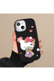 iPhone 16 Plus Compatible Case with Camera Protector Black Silicone Couple Phone Case with Kitty Pattern - 6