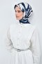 Tivil Pure Silk Scarf Ist 9555 - 02 Navy Blue White Pastel Pattern