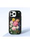 iPhone 17/18 Pro Max Compatible Case with Camera Protection Black Silicone Couple Phone Case with Floral Pattern