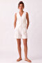 Women's Terra 100% Linen Shorts Summer Breathable Ecru W381-K0402-01