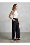 Basic Women's Elastic Waist Linen Trousers