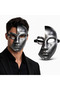 Antique Effect Silver Half Face Party Mask - 2