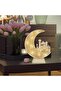 إضاءة ليلية لرمضان، مصباح زينة للعيد، مصباح رمضان مبارك، إضاءة على شكل هلال ونجمة، مصباح طاولة خشبي - 3