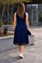Women's Strappy Round Neck Midi Dress with Ruffled Hem - 3