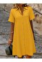 Women's Short Sleeve Collared Front Buttoned Short Aerobin Dress