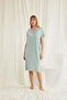 Light Green Viscose Nightgown with Lace Collar and Short Sleeves