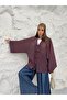 Women's Hakim Collar Brit Buttoned Fringe Detailed Wide Sleeve Jacket Kimono 0133 - Plum - 5
