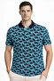 Men's Pique Fabric Polo Collar Palm Patterned T-Shirt Short Sleeve Summer T-Shirt - Turquoise - 2