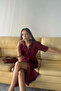 Tencel short sleeve dress with front buttons - burgundy - 3