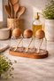 Set of 3 Glass Spice Jars with Wooden Stands |   Spice Jar with Wooden Lid & Spoon |   Decorative Kitchen Spice Storage Set