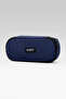 Large Volume Organizer Box Pen Holder |   Imperteks Fabric Navy Blue Pencil Case with Pen Compartment and Zippered Inner Pocket 30104