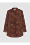 Brown Patterned Women's Shirt Tunic