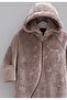 100% Cotton Baby Boy Romper with Hood, Plush Baby Romper with Gloves and Booties - 2