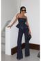 Premium Stone Embellished Lycra Denim Set Strapless Top and Spanish Flare Pants