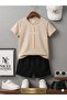 Summer Children's T-Shirt Shorts Unisex (Vertical Striped Paris Printed)