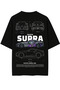 Car Drawing Printed Black Relaxed Fit Unisex T-Shirt