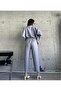 Women's Double Pocket Oversize Shirt and Pants Set – Gray - 3