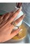 Women's Steel A-Leter Zircon Stone Ring |   Golden Color